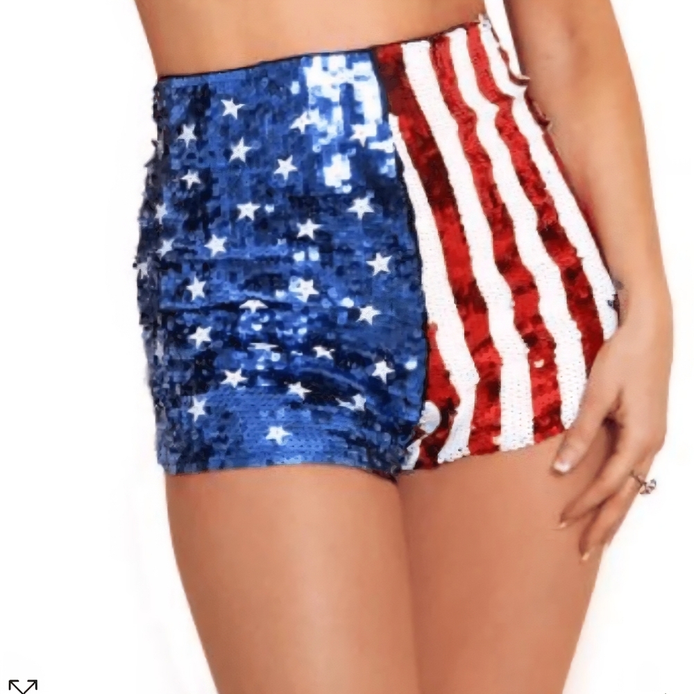 Sequin High Waisted Kids Dance Shorts Stretchy Size Small Medium